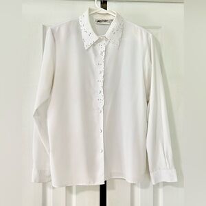 Vintage Yves st Clair blouse shirt top woman size 14 white
